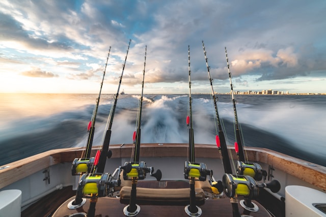 fishing rods on a boat