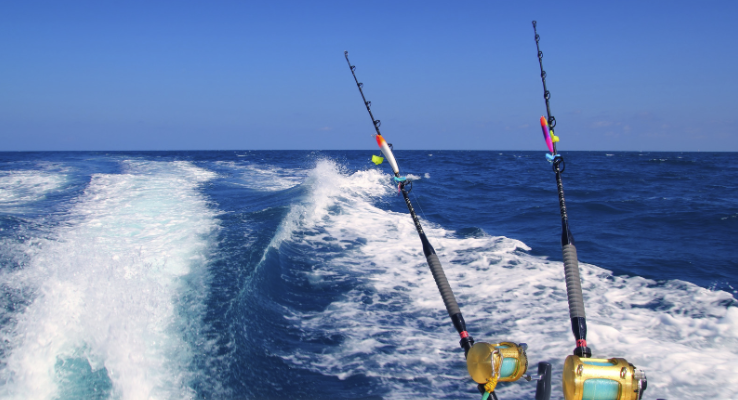 Fishing rods on a boat