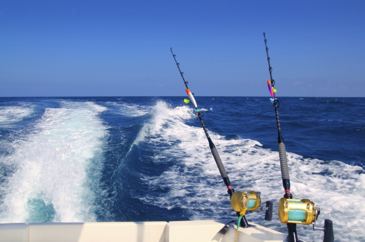 Fishing rods on a boat